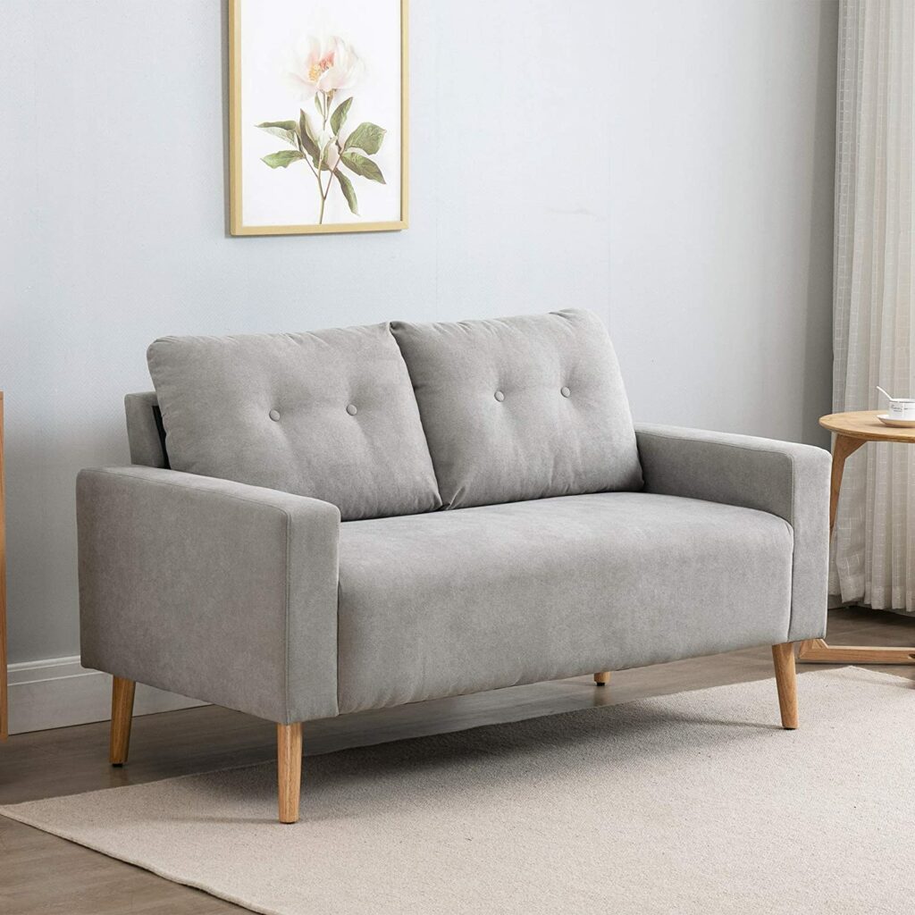 divano 2 posti moderno tessuto grigio