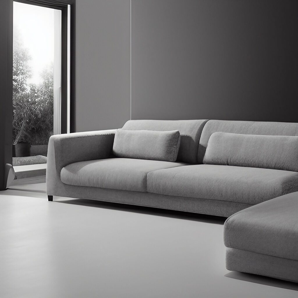 divano angolare moderno tessuto grigio